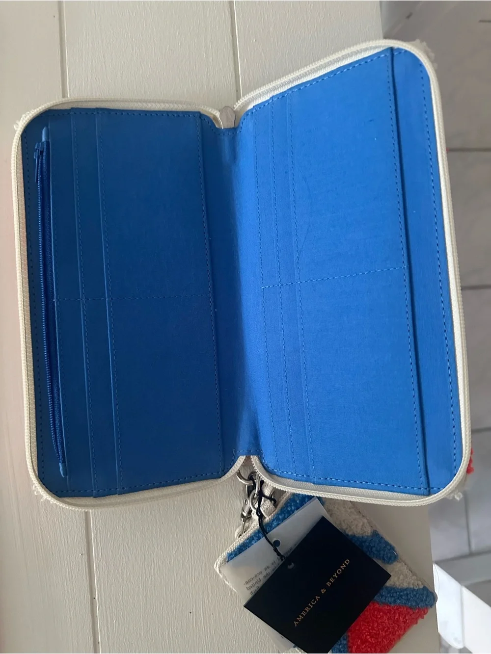 NWT Plush Triangle Colorblock Wristlet - Red, Blue, Cream